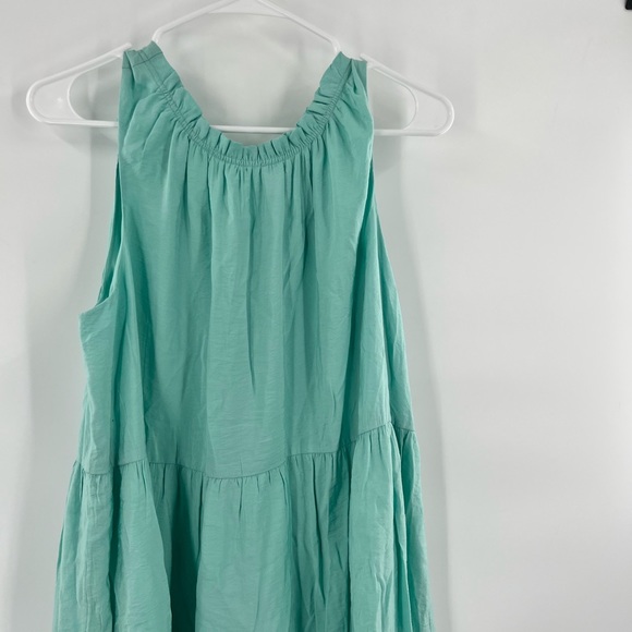 Ann Taylor Loft teal mint green tiered summer sleeveless dress size L - Picture 4 of 12